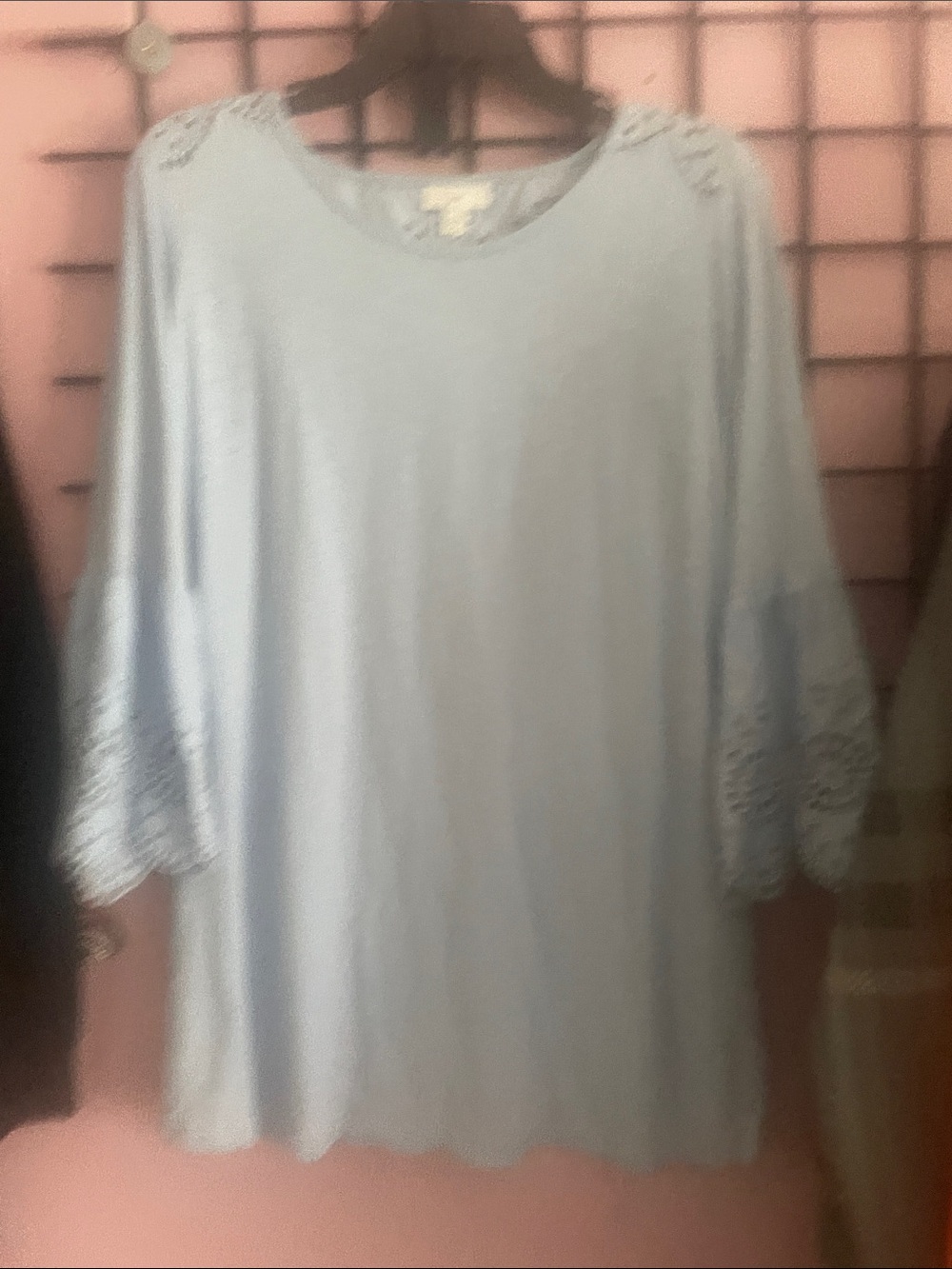 J. Jill Pale Blue Crochet-Trim Tunic Top